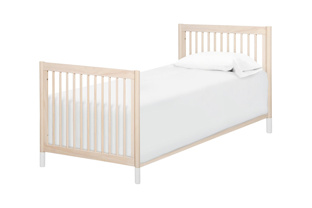 M12998NXW, Gelato 2-in-1 Mini Crib in Washed Natural with White Feet, Twin Size Bed Conversion