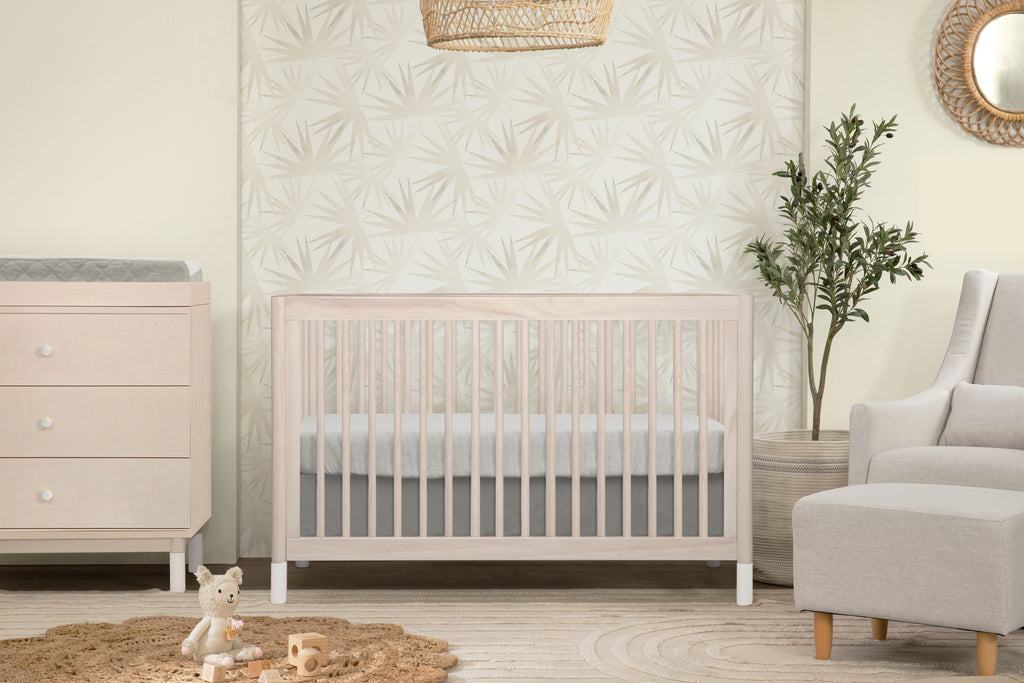 M12901NXW,Gelato 4-in-1 Convertible Crib  White Color Feet With Toddler Bed Conversion Kit in Washed Natural
