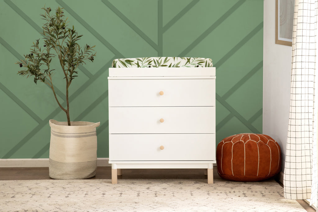 M12923WNX,Gelato 3-Drawer Changer Dresser  Washed Natural Kb w/Removable Changing Tray In White