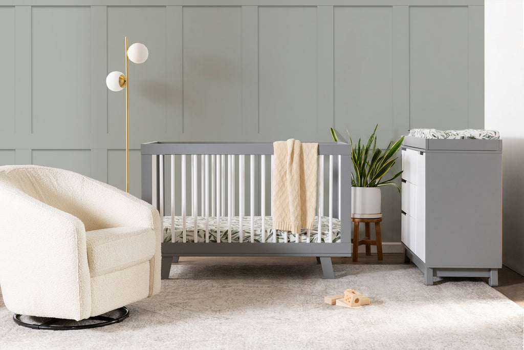 M4201GW,Hudson 3-in-1 Convertible Crib with Toddler Bed Conversion Kit in Grey/White