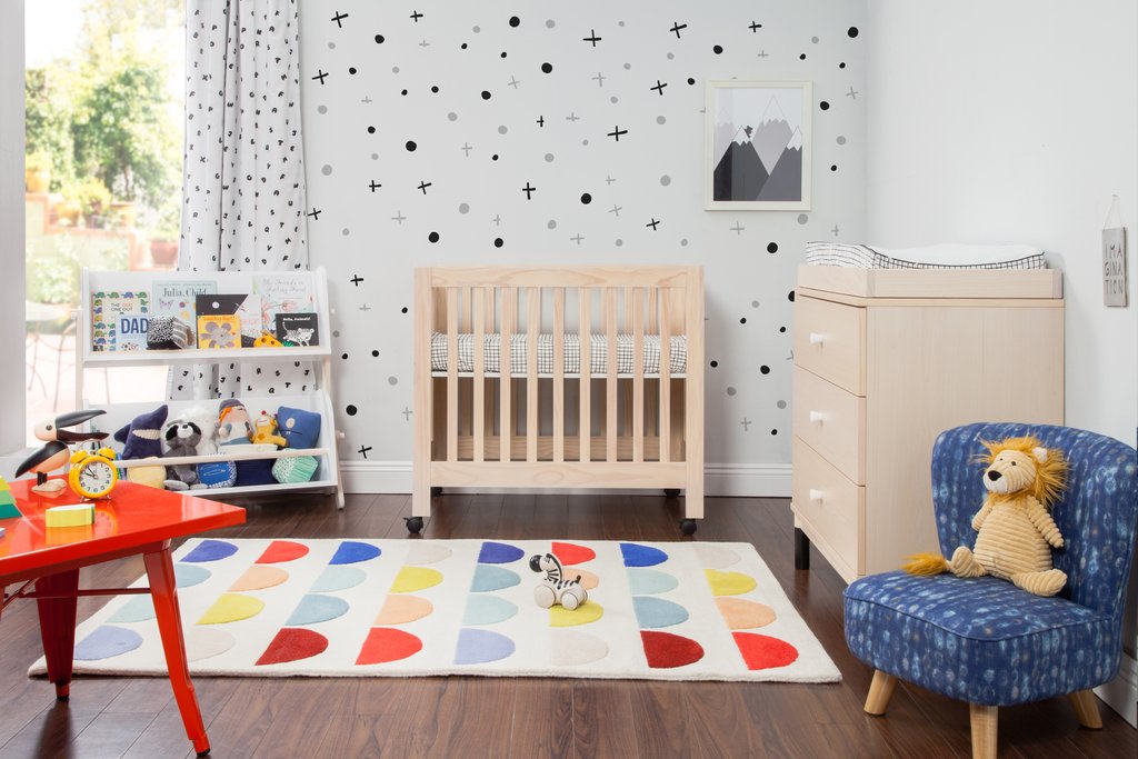 M6698NX,Origami Mini Crib In Washed Natural