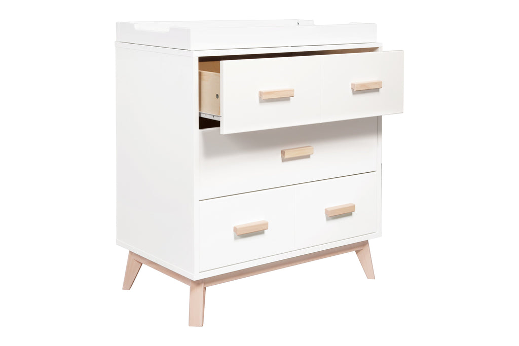 M5823WNX,Scoot 3-Drawer Changer Dresser in White/Washed Natural Finish