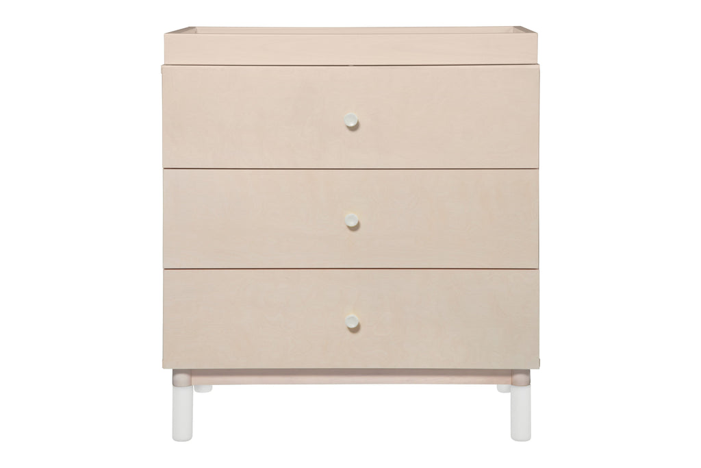 M12923NXW,Gelato 3-Drawer Changer Dresser  White Color Feet w/Removable Changing Tray In Washed Natural