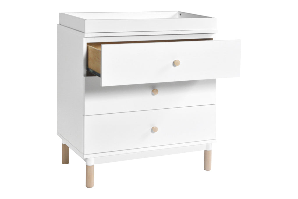 M12923WNX,Gelato 3-Drawer Changer Dresser  Washed Natural Kb w/Removable Changing Tray In White