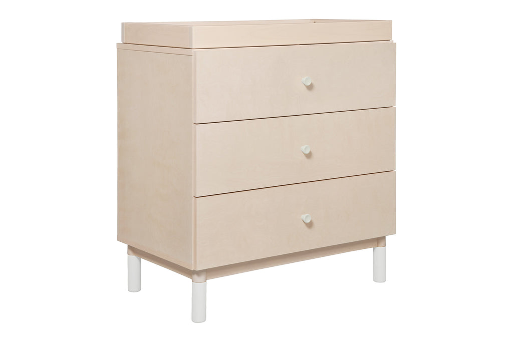 M12923NXW,Gelato 3-Drawer Changer Dresser  White Color Feet w/Removable Changing Tray In Washed Natural