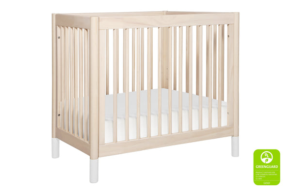 Babyletto modern Gelato 2-in-1 Mini Crib and Twin Bed Conversion, in Washed Natural with White Feet - modern convertible mini crib, bassinet alternative 洗水原色 / 白色