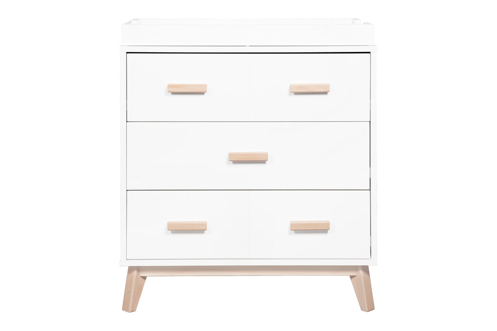 M5823WNX,Scoot 3-Drawer Changer Dresser in White/Washed Natural Finish